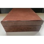Pen - Elegant pen cabinet in briarwood and swede with boarskin internal lining...