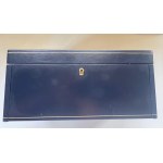 Pen - Luxurious pen cabinet in blue leather with three drawers with creamy white lining...