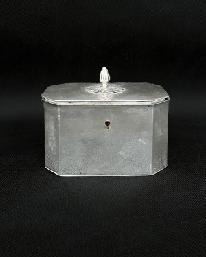 Silver sugar bowl of the box type, 19th century.