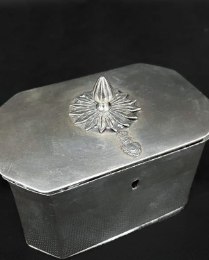 Silver sugar bowl of the box type, 19th century.
