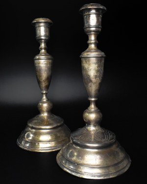Pair of silver candlesticks, Vienna 19th century.