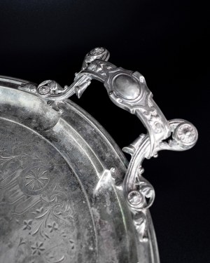 Large service tray, silver, Austria-Hungary, 19th century.