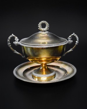 Silver sugar bowl, with stand, France 19th century.