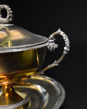 Silver sugar bowl, with stand, France 19th century.