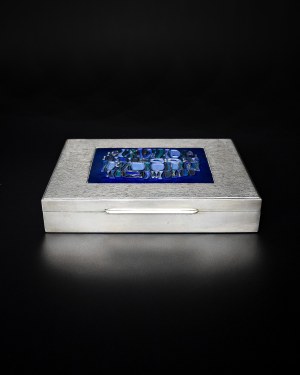 Art-deco style silver casket for cards, 20th century.