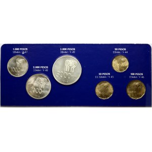Argentina 20 - 3000 Pesos 1978 World Football Championship Set Lot of 6 Coins