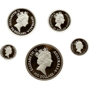 Australia 5 - 100 Dollars 1990 Koala - Platinum Set of 5 coins & token
