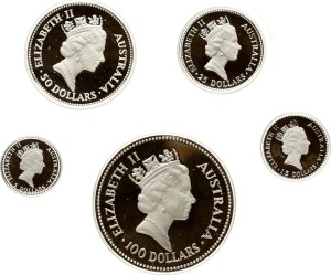 Australia 5 - 100 Dollars 1990 Koala - Platinum Set of 5 coins & token