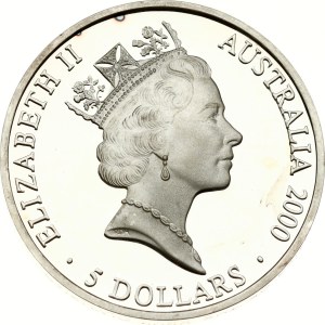 Australia 5 Dollars 2000 C Great White Sharks & Coral