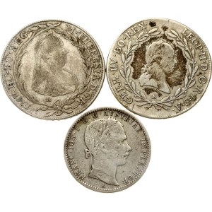 Austria Hungary 20 Kreuzer - 1/4 florin 1777-1861 Lot of 3 coins
