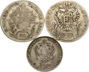 Austria Hungary 20 Kreuzer - 1/4 florin 1777-1861 Lot of 3 coins