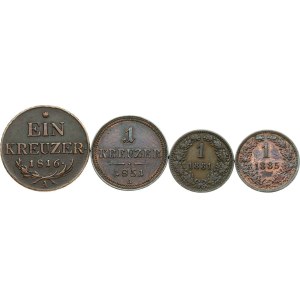 Austria 1 Kreuzer (1816-1885) Lotto di 4 monete