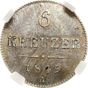Austria 6 Kreuzer 1849 A NGC MS 63