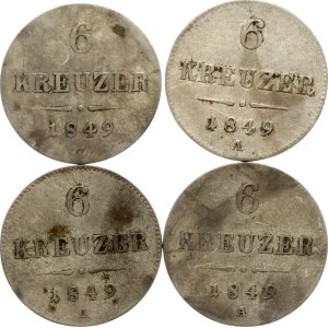 Austria 6 Kreuzer 1849 A Lot of 4 coins
