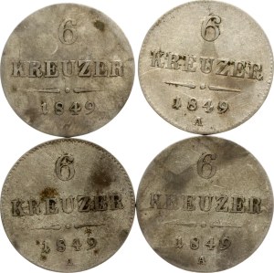 Austria 6 Kreuzer 1849 A Lot of 4 coins