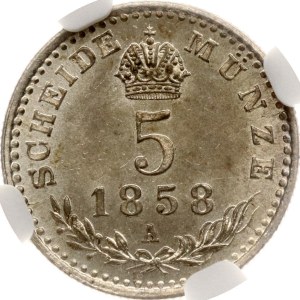 Austria 5 Kreuzer 1858 A NGC MS 64