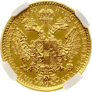 Austria Ducat 1863 A NGC UNC DETAILS