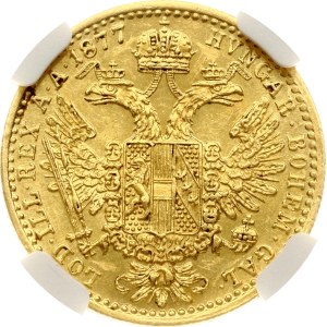 Austria Ducat 1877 NGC AU 58