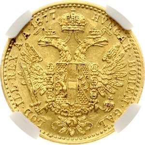 Austria Ducat 1877 NGC AU 58