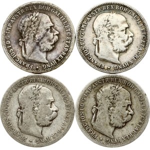 Austria 1 Corona 1893-1898 Lot of 4 Coins