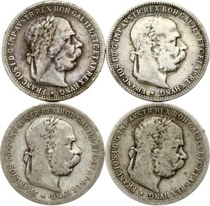 Austria 1 Corona 1893-1898 Lot of 4 Coins