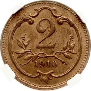 Österreich 2 Heller 1910 NGC MS 65 RB