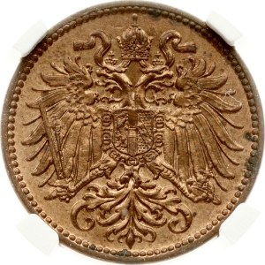 Österreich 2 Heller 1910 NGC MS 65 RB