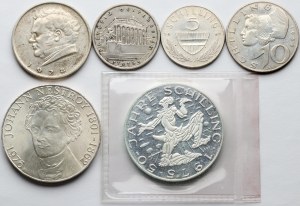 Austria 1 - 100 Schilling 1925-1976 Lot of 6 coins