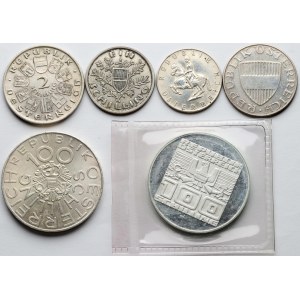 Austria 1 - 100 Schilling 1925-1976 Lot of 6 coins