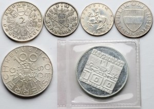 Austria 1 - 100 Schilling 1925-1976 Lot of 6 coins