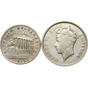 Austria Schilling 1926 & Fiji Florin 1937 Lot of 2 coins