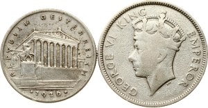 Austria Schilling 1926 & Fiji Florin 1937 Lot of 2 coins