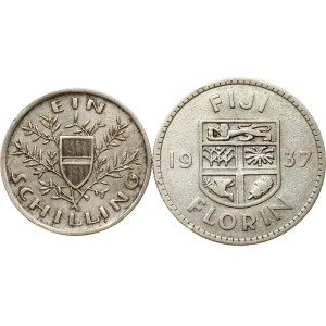 Austria Schilling 1926 & Fiji Florin 1937 Lot of 2 coins