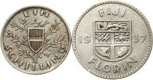 Austria Schilling 1926 & Fiji Florin 1937 Lot of 2 coins