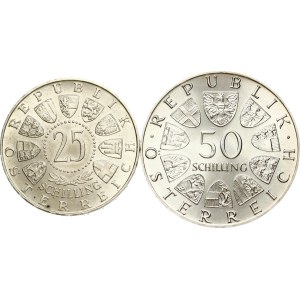 Austria 25 Schilling 1956 & 50 Schilling 1973 Lot of 2 coins