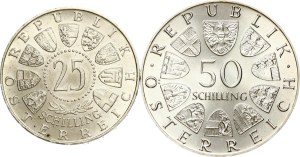 Austria 25 Schilling 1956 & 50 Schilling 1973 Lot of 2 coins