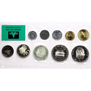 Austria 2 Groschen - 50 Schilling 1973 Set Lot of 10 coins