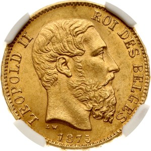 Belgium 20 Francs 1875 NGC MS 65