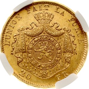 Belgium 20 Francs 1875 NGC MS 65