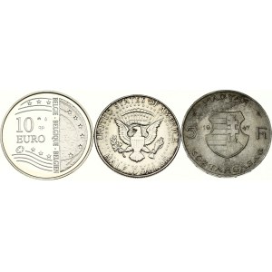 Belgium 10 Euro 2004 and other World Coins Lot of 3 Coins
