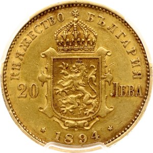 Bulgaria 20 Leva 1894 КБ PCGS AU 50