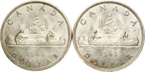 Canada Dollar 1963 Lot of 2 coins