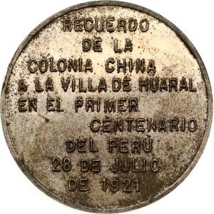 China - Peru Silver Medal 1921 Colonists' Centennial of Peruvian Independence