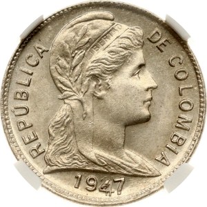 Colombia 2 Centavos 1947 B NGC MS 65