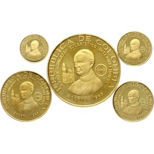 Colombia 100 - 1500 Pesos 1968 NI International Eucharistic Congress Set Lot of 5 coins