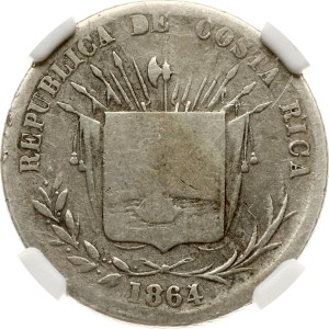 Costa Rica 25 Сentavos 1864 GW NGC GOOD DETAILS