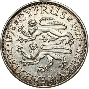 Cyprus 45 Piastres 1928 50 Years under British Rule