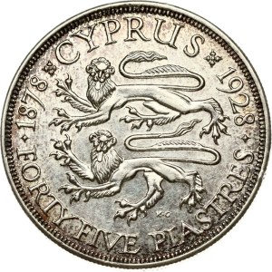 Cyprus 45 Piastres 1928 50 Years under British Rule