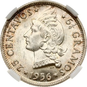 Dominican Republic 25 Centavos 1956 NGC MS 64
