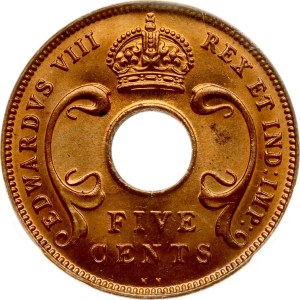 East Africa 5 Cents 1936 KN PCGS MS 64 RD